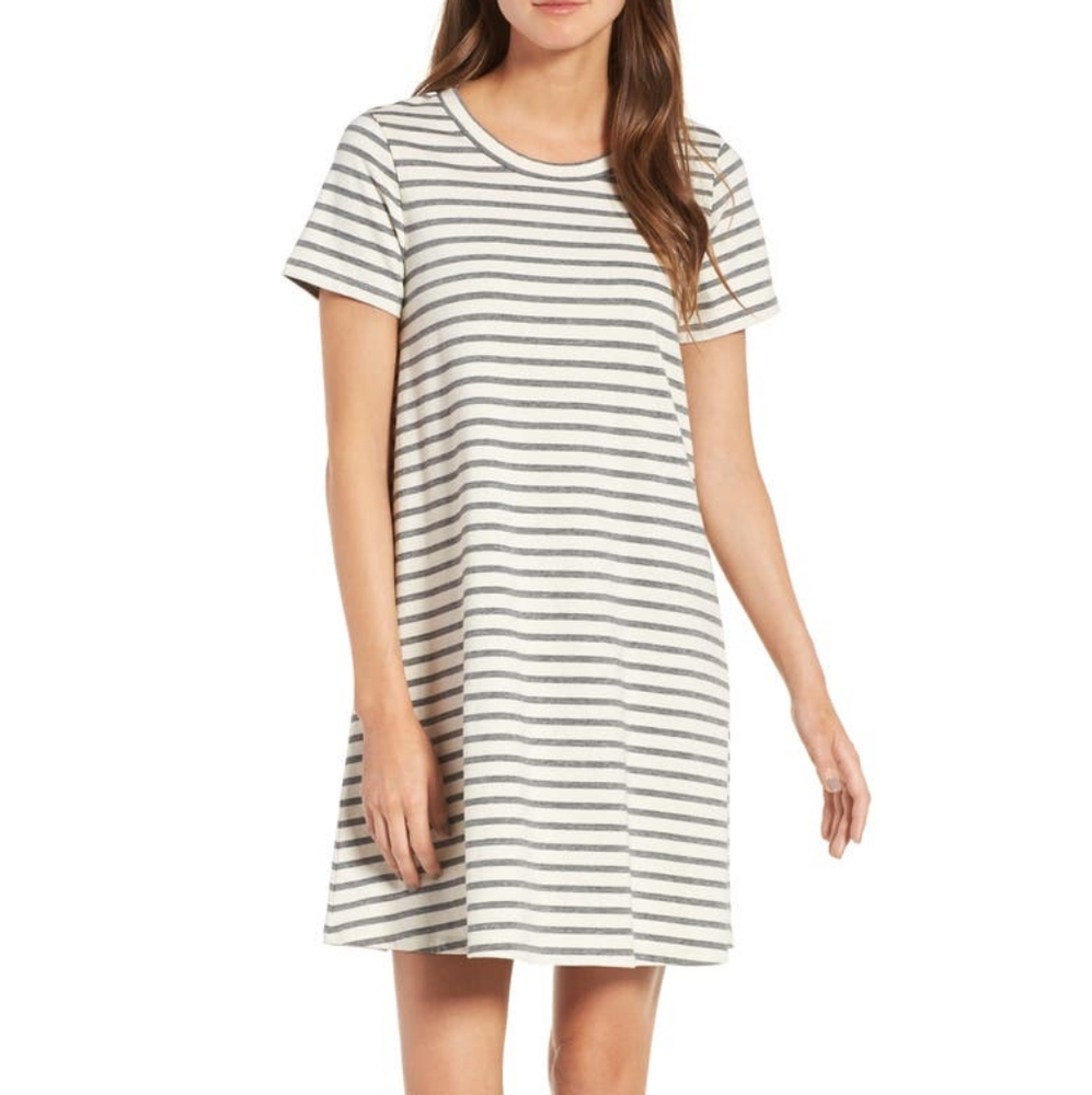 Madewell Gray and White T-shirt Dress - Sz M